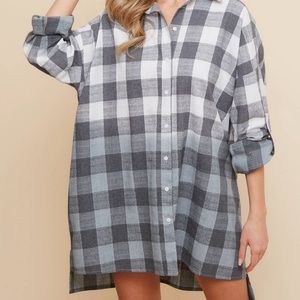 Plaid Ombré Oversized Shirt